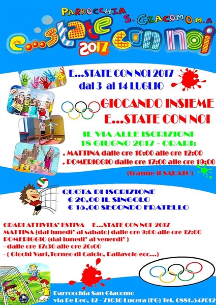 Parr. S.Giacomo: Parte l'E...State con Noi 2017 